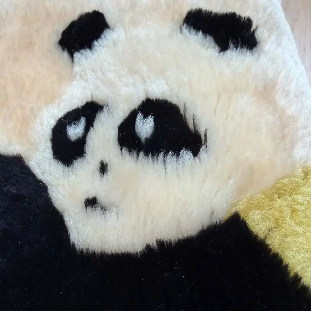 Vintage Handmade DaPeng Beijing Panda Fur Shearling Sherpa Rug Wall Tapestry 80s
